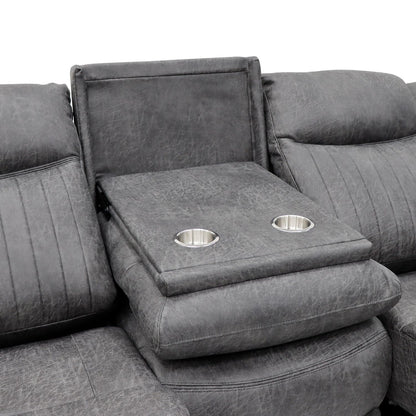 Grey Fabric 3 Seater Electric Recliner Sofa