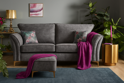 Verona Luxury 2 Seater Milano Teal Blue Fabric Sofa With Steel Legs