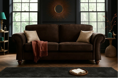 Genoa Handmade Sofas In Milano Emerald Green Fabric With Turned Wooden Legs