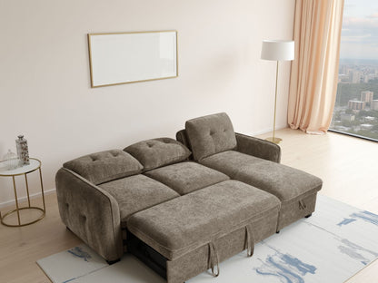 Brown Fabric Universal Corner Chaise Sofabed
