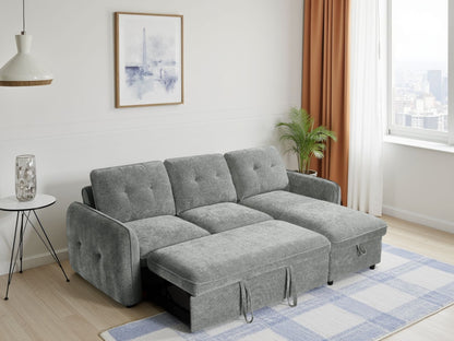 Grey Fabric Universal Corner Chaise Sofabed