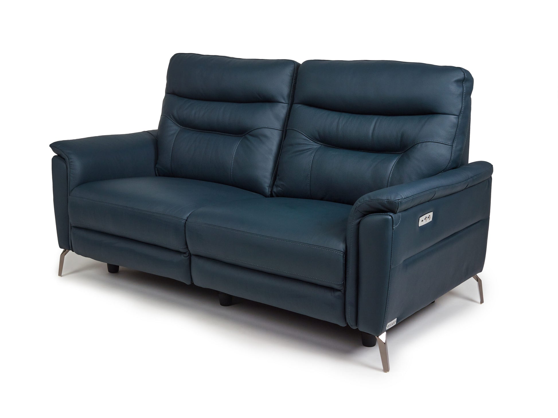 Megan Original Reclining Navy Blue Real Leather Sofas