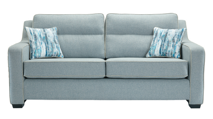 Milan Modern Elegance Sofas Garda Petrol Blue Fabric With Cushions