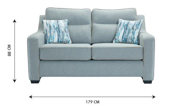 Milan Modern Elegance Sofas Garda Petrol Blue Fabric With Cushions