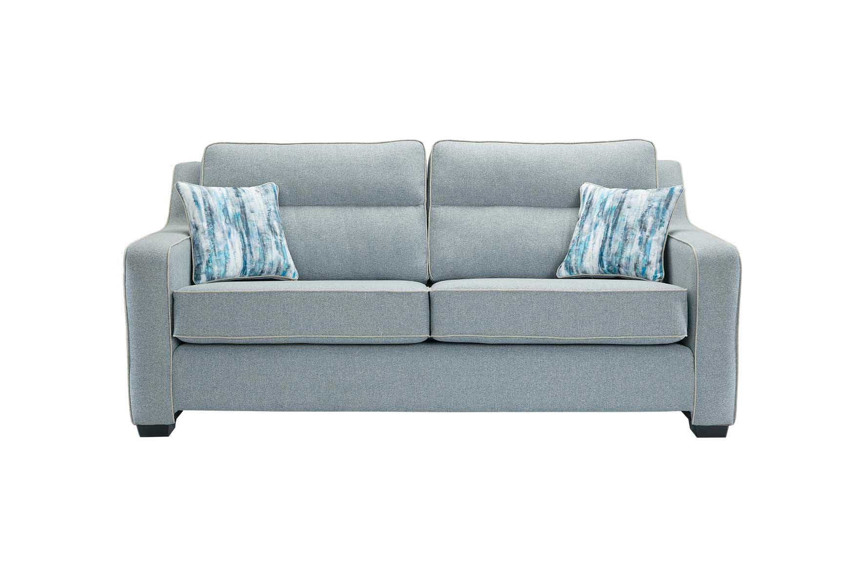 Milan Modern Elegance Sofas Garda Petrol Blue Fabric With Cushions