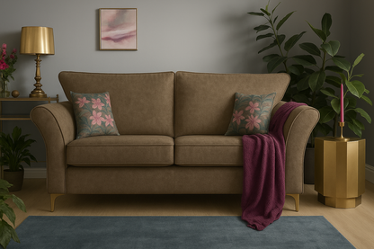 Verona Luxury 2 Seater Milano Teal Blue Fabric Sofa With Steel Legs