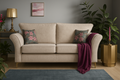 Verona Luxury 2 Seater Milano Teal Blue Fabric Sofa With Steel Legs