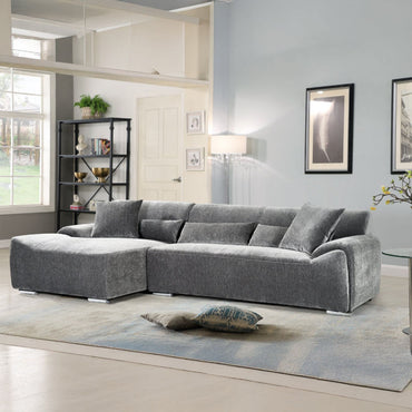 Charcoal Fabric Left Hand Facing Corner Sofa