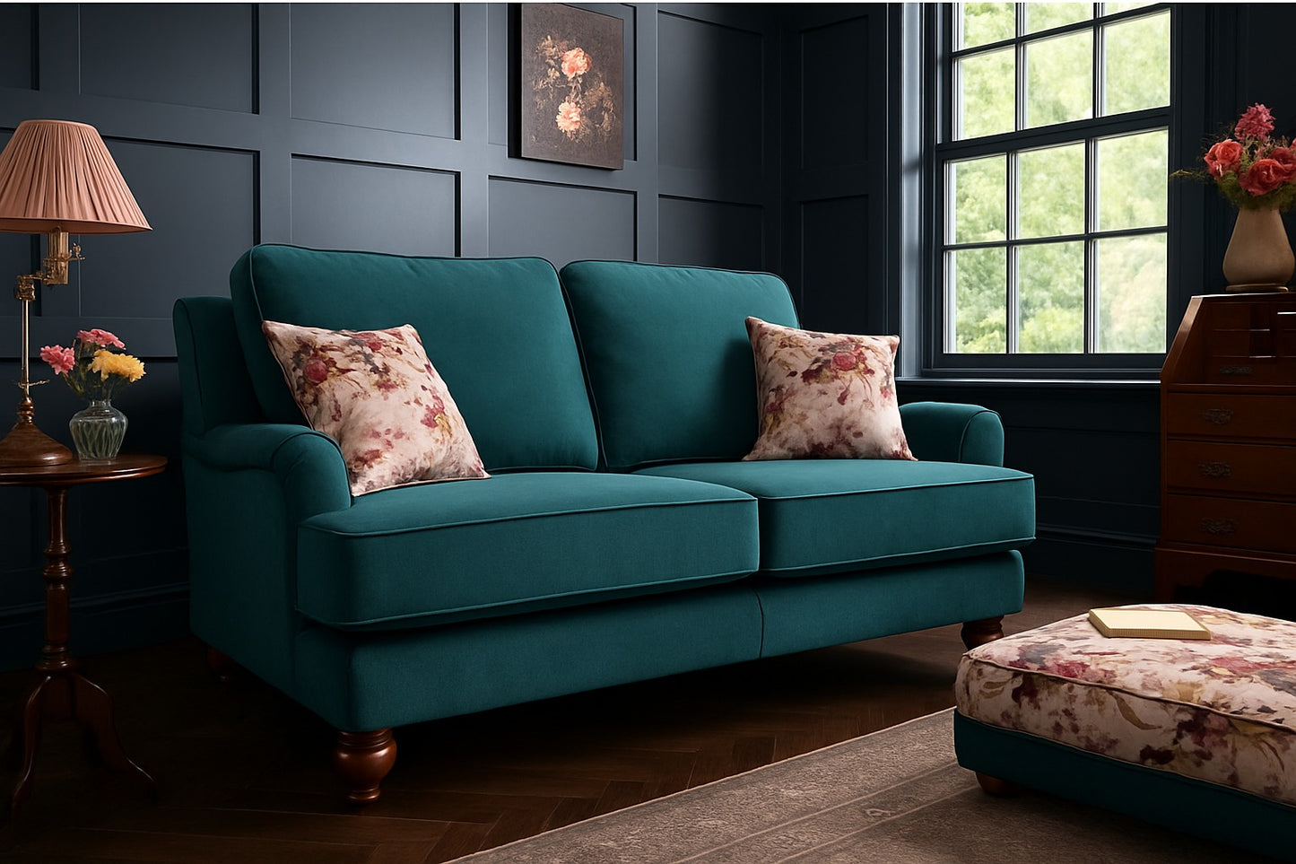 Alicante 3+1+1 Seater Sofa Suite Monaco Amethyst Purple Fabric With Wooden Legs