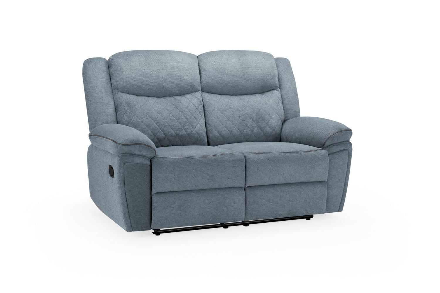 Grey Fabric Quilted Back Manual 2 Seater Recliner Sofa