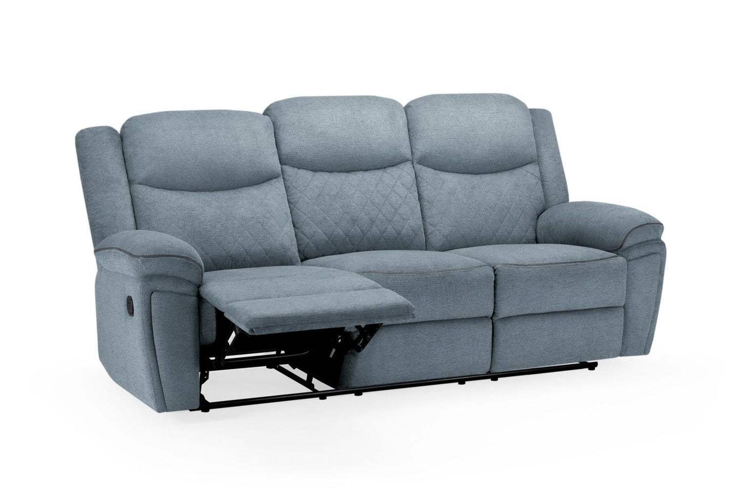 Grey Fabric Manual 3 Seater Recliner Sofa