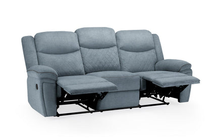 Grey Fabric Manual 3 Seater Recliner Sofa