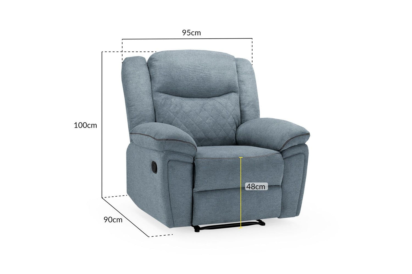 Grey Fabric Quilted Back Manual Recliner Armchair