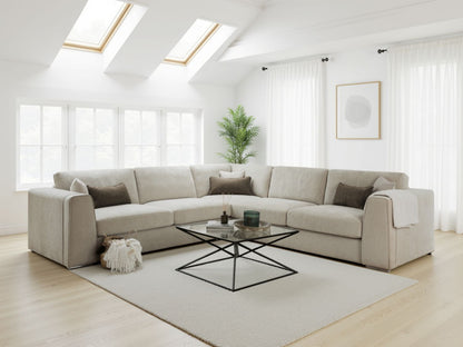 Beige Fabric Large Corner Sofa Group