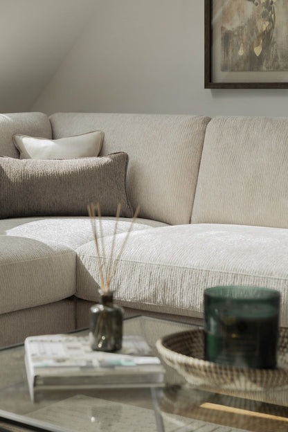 Beige Fabric Large Corner Sofa Group