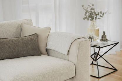 Beige Fabric Large Corner Sofa Group