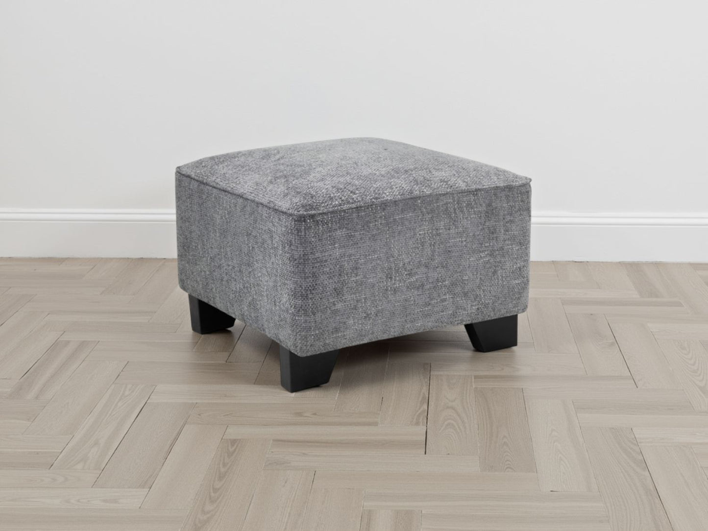 Slate Fabric Compact Footstool Padded Seat