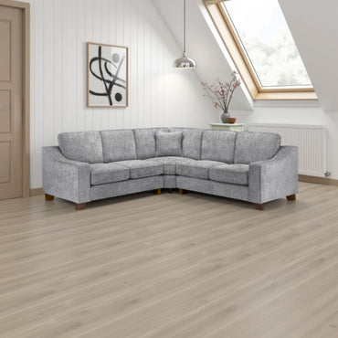 Slate Grey Fabric Large Corner Group Sofa with Wooden Feet