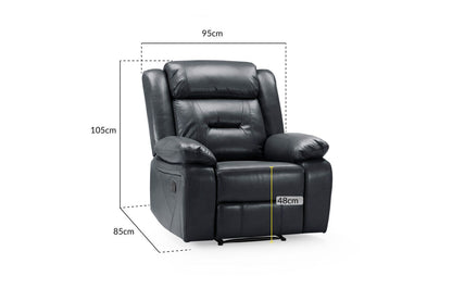 Black Leather Effect Manual Recliner Armchair