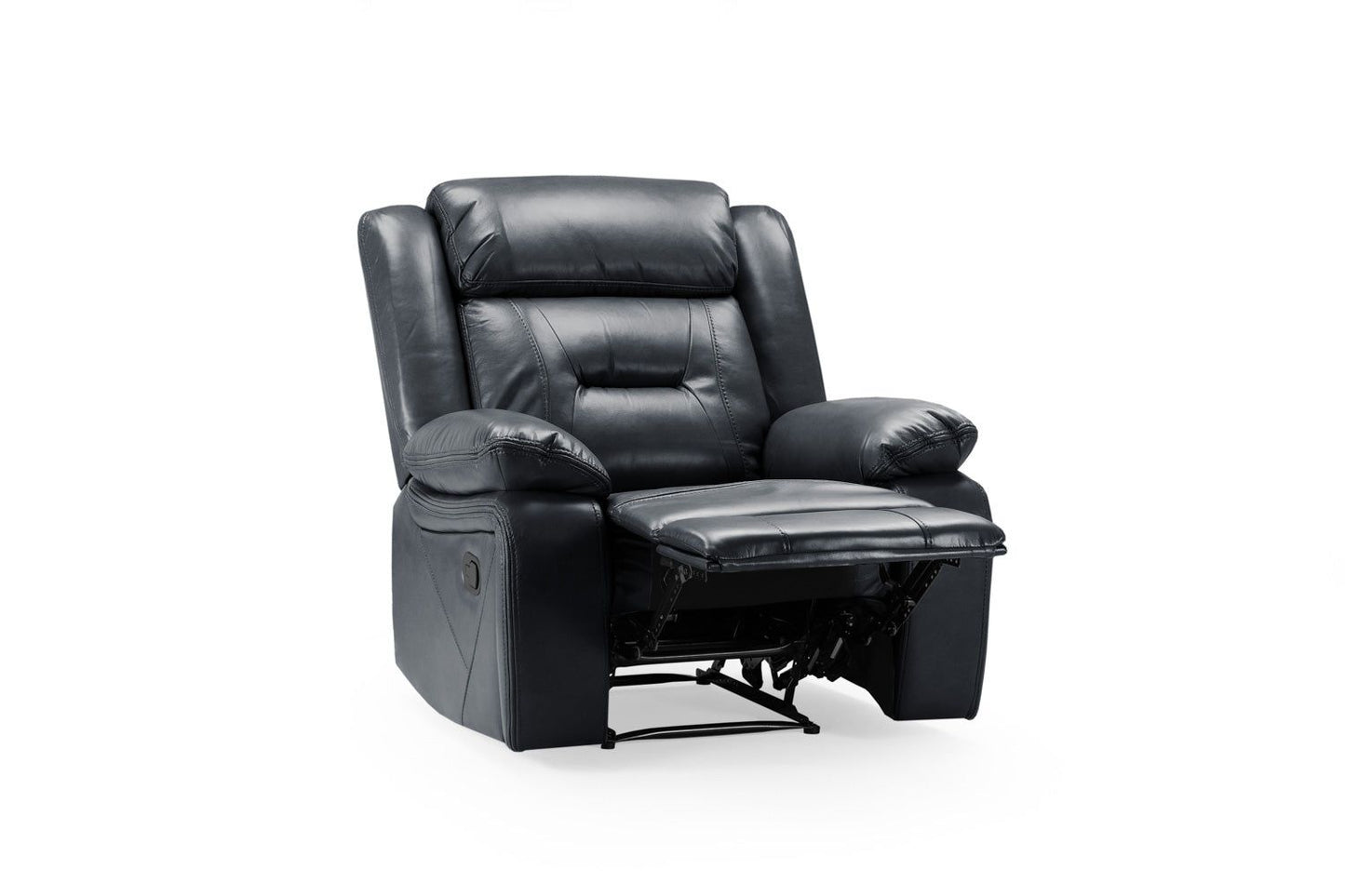 Black Leather Effect Manual Recliner Armchair