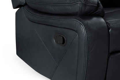 Black Leather Effect 2 Seater Manual Recliner Sofa