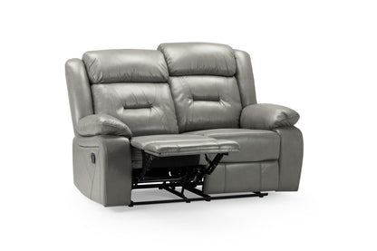 Grey Leather Effect 2 Seater Manual Recliner Sofa