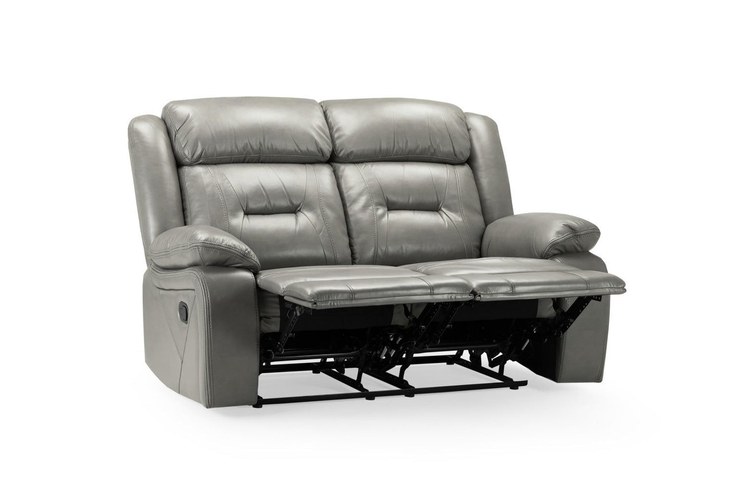 Grey Leather Effect 2 Seater Manual Recliner Sofa