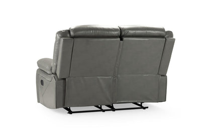 Grey Leather Effect 2 Seater Manual Recliner Sofa