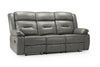 Grey Leather Effect 3 Seater Manual Recliner Sofa