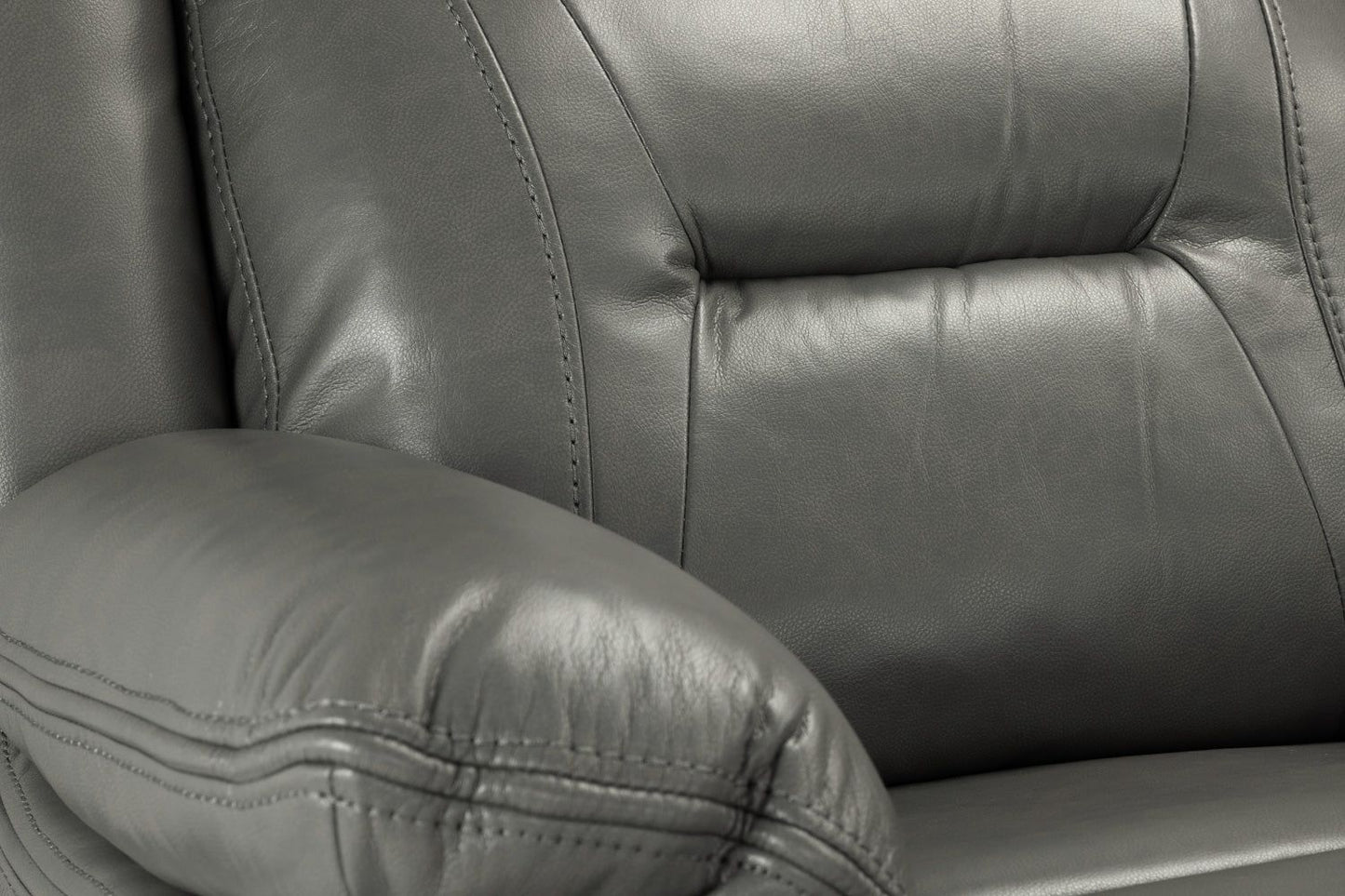 Grey Leather Effect Manual Recliner Armchair