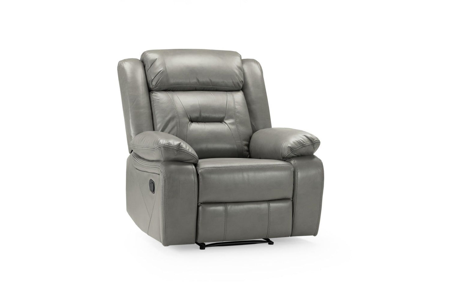 Grey Leather Effect Manual Recliner Armchair