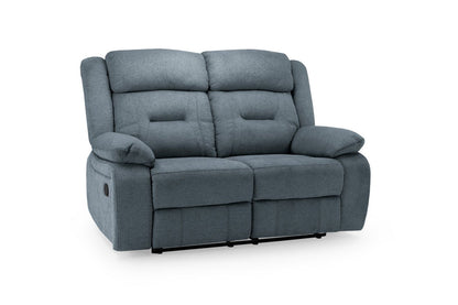 Grey Fabric 2 Seater Manual Recliner Sofa