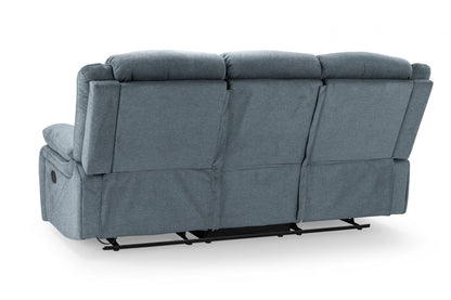Grey Fabric 3 Seater Manual Recliner Sofa