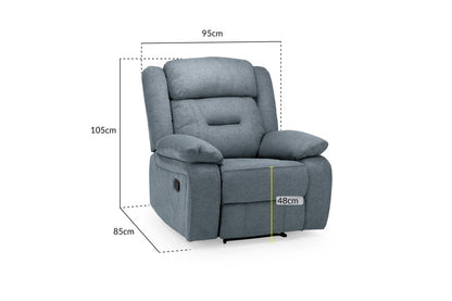 Grey Fabric Manual Recliner Armchair with Padded Arms