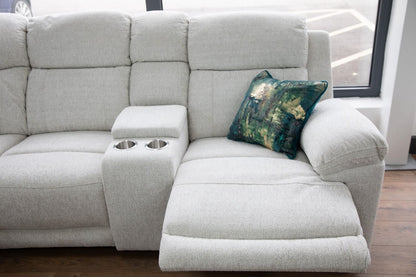 Beige Fabric Large Electric Power Recliner Corner Sofa