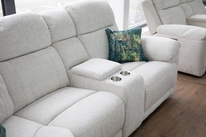 Beige Fabric Large Electric Power Recliner Corner Sofa