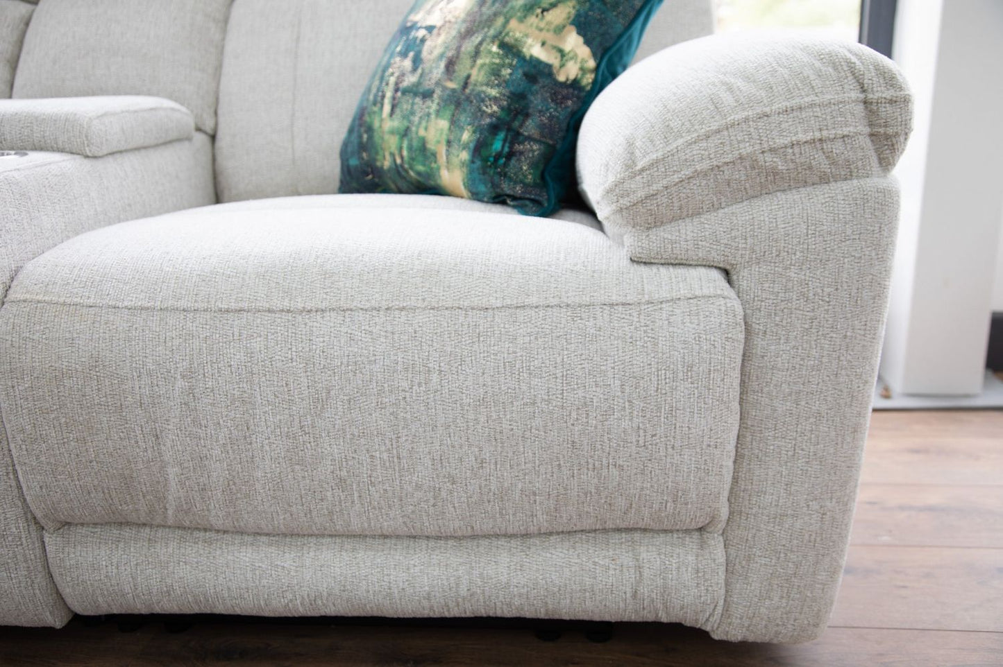 Beige Fabric Large Electric Power Recliner Corner Sofa