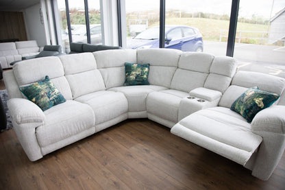 Beige Fabric Large Electric Power Recliner Corner Sofa
