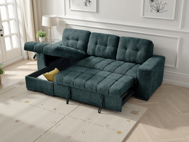 Teal Fabric Universal Corner Chaise Sofabed