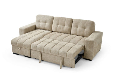 Beige Fabric Universal Corner Chaise Sofabed