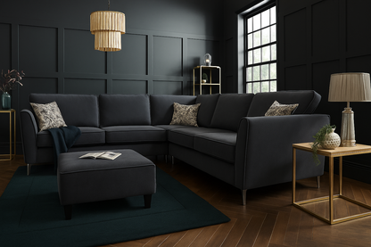 Sebastian Elegance 3+2 Seater Sofa Suite In Plush Elephant Gray Fabric With Cushions