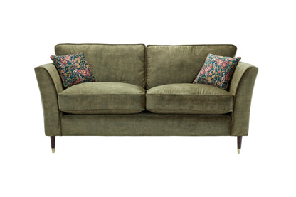 Rome Plush Dove Olive Green Fabric Sofa With Round Wooden Castor Bottom Legs