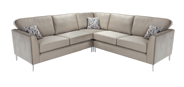 Sebastian Elegance Sofas In Plush Elephant Gray Fabric With Cushions 