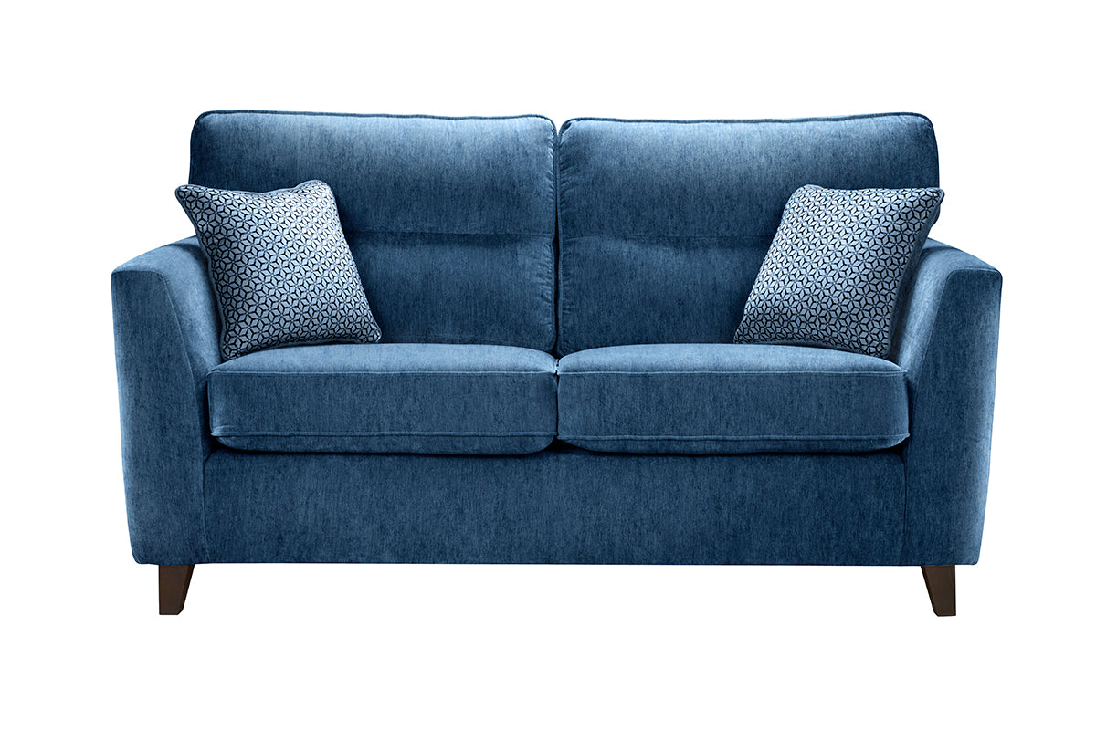 Skye Premium Navy Blue Fabric Mahogany High Feet Sofas