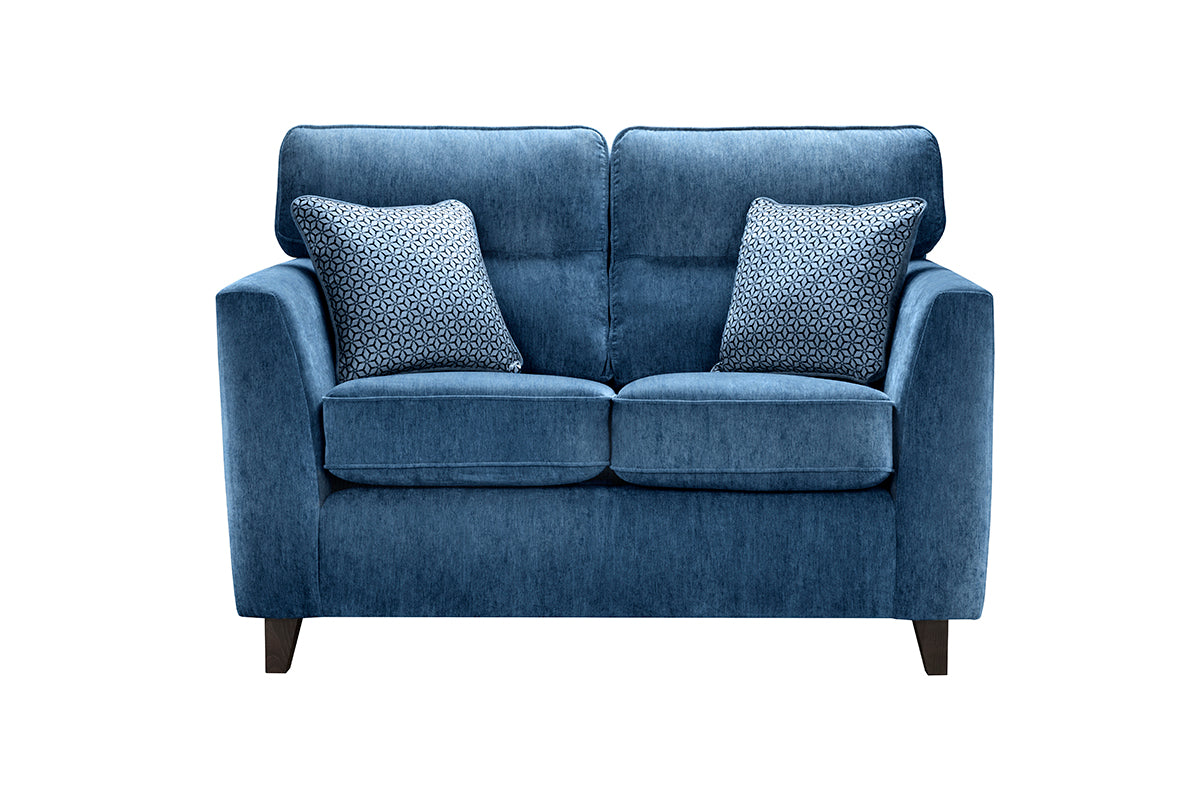 Skye Premium Navy Blue Fabric Mahogany High Feet Sofas