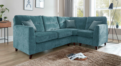 Skye Premium Navy Blue Fabric Mahogany High Feet Sofas