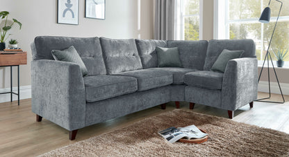 Skye Premium Navy Blue Fabric Mahogany High Feet Sofas