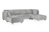 Grey Velvet U Shape Large Corner Sofa with Bolster Cushions