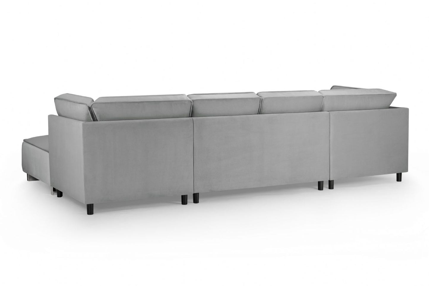 Grey Velvet U Shape Large Corner Sofa with Bolster Cushions