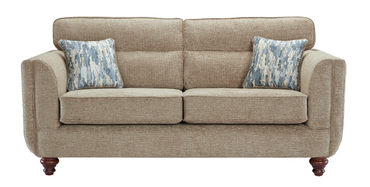 Turin Range Sofas In Venice Barley Brown Fabric With Cushions